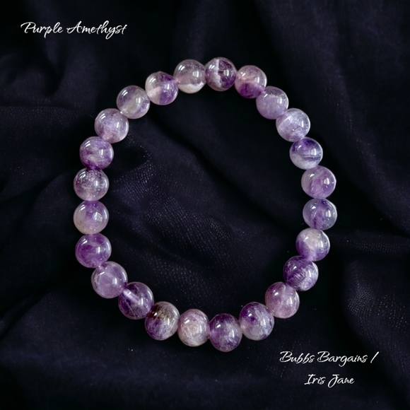 Purple Amethyst Bracelet - 8mm Unisex - Picture 2 of 3